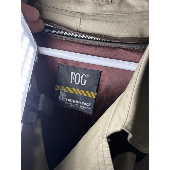 London Fog Trench Coat 46L London Town Co Flannel Liner Double Breasted Belted - Picture 4 of 16